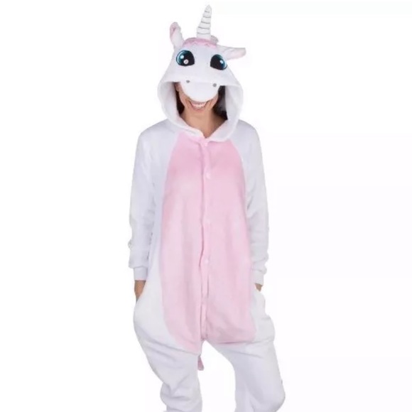 Adult unicorn Pegasus onsie costume pajamas pink - Picture 2 of 3